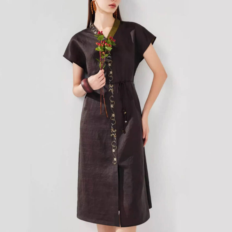 Summer Silk Embroidered Dress