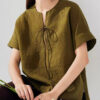 Summer Silk Lace-Up Vintage Top