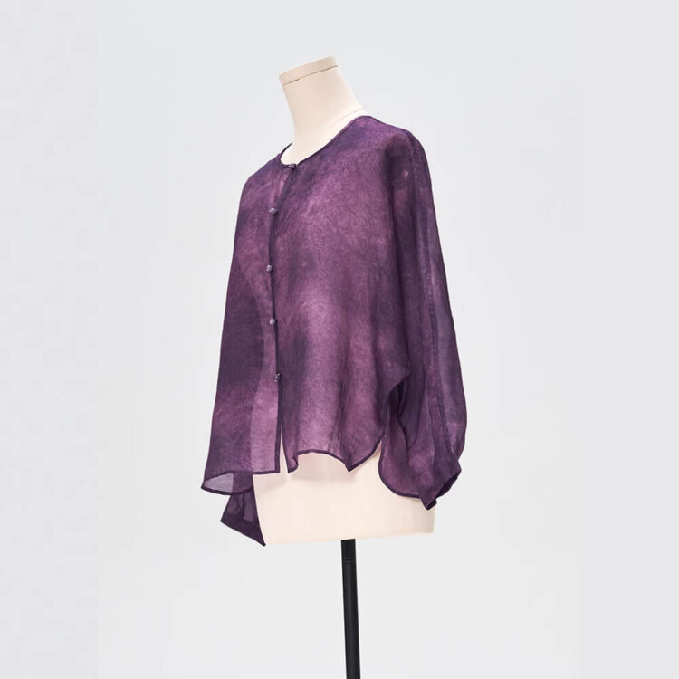 Summer Silk Violet Jacquard Tie-Dye Shirt