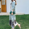 Summer Silk Resort Style Reversible Vintage Positioning Print Dress 5