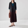 Summer Silk Side Slit Black Contrast Blazers
