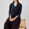 Summer Silk Side Slit Black Contrast Blazers