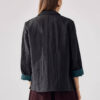 Summer Silk Side Slit Black Contrast Blazers