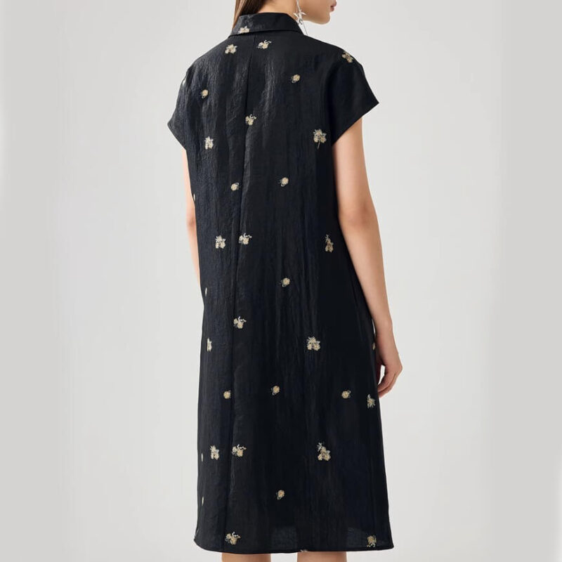 Summer Silk Xiangyunsha Embroidered Dress