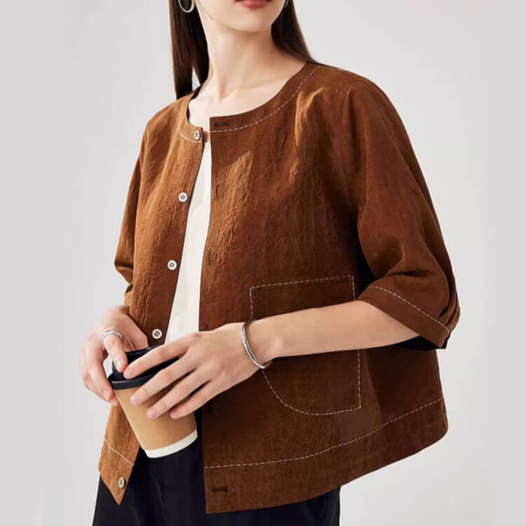 Summer Silk Vintage Reversible Half Sleeve Jacket