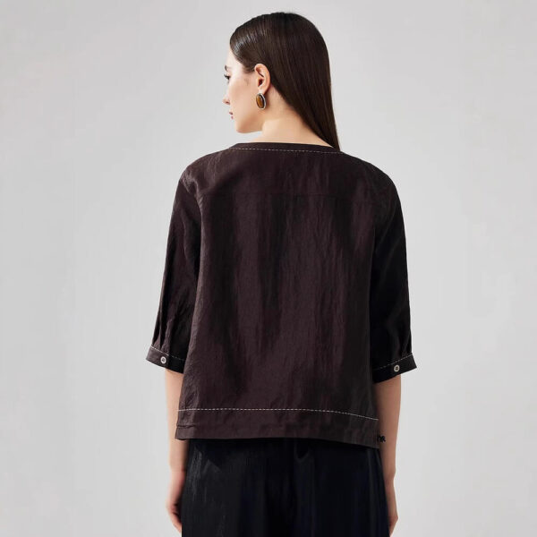 Summer Silk Xiangyunsha Vintage Reversible Half Sleeve Cardigan 8