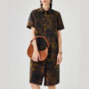 Summer Silk Vintage Shirt Brown Dress