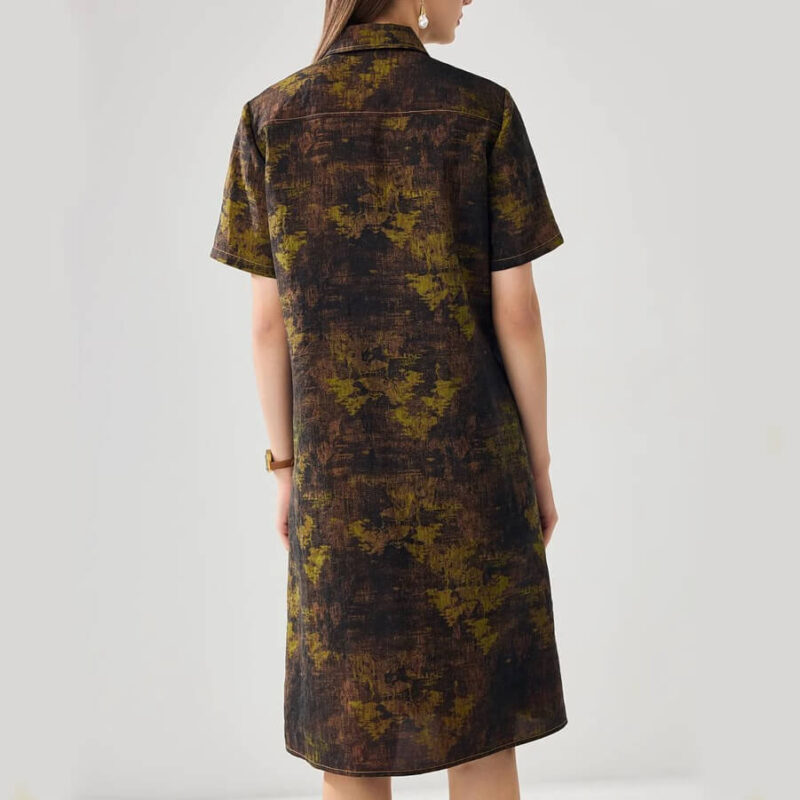 Summer Silk Vintage Shirt Brown Dress