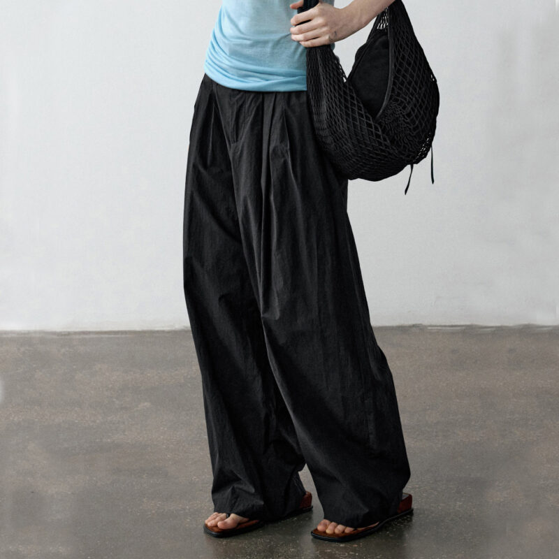 Summer Simple Cotton High waist Pleated Comfortable Breathable Casual Pants 2