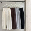 Summer Simple Cotton High waist Pleated Comfortable Breathable Casual Pants 3