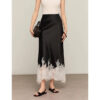 Summer Simple Heavy Acetate Satin Lace Skirt