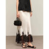 Summer Simple Heavy Acetate Satin Lace Skirt