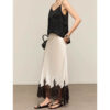 Summer Simple Heavy Acetate Satin Lace Skirt