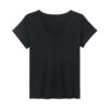 Summer Simple V neck Antibacterial Skin friendly Breathable Linen Short sleeved T shirt 2