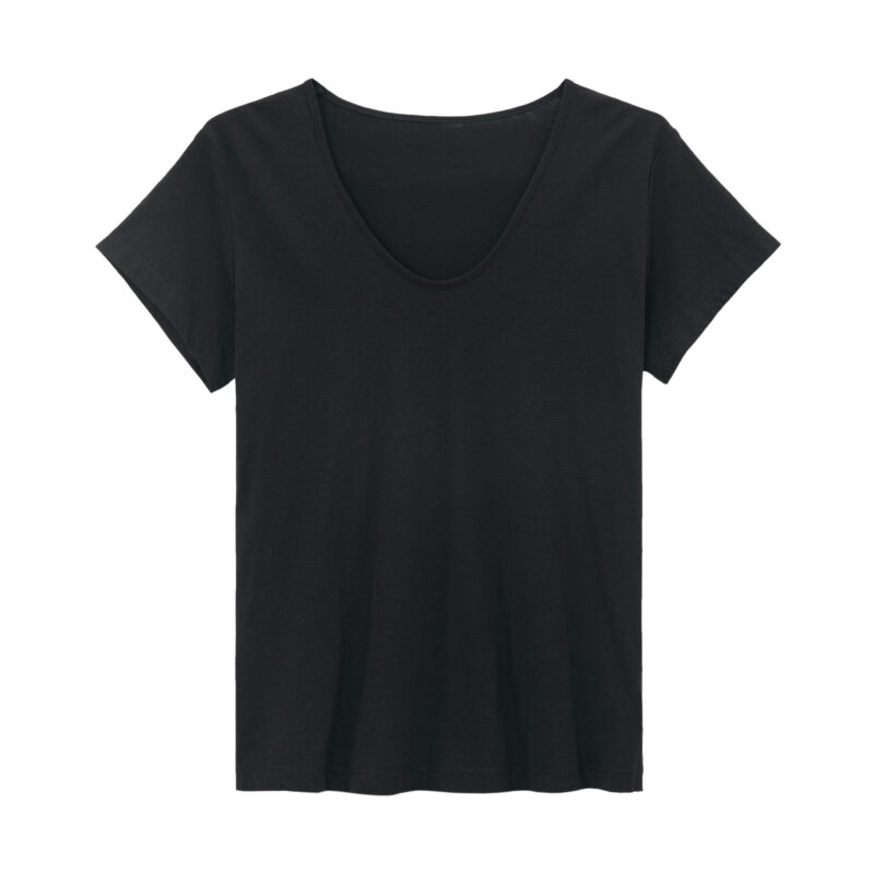 Summer Simple V neck Antibacterial Skin friendly Breathable Linen Short sleeved T shirt 2
