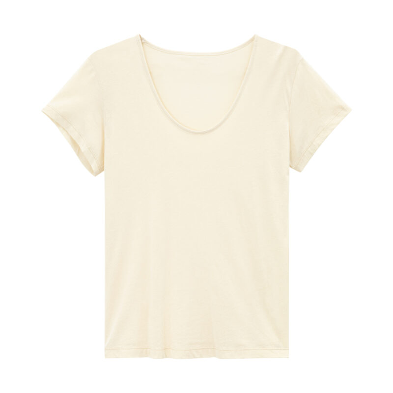 Summer Simple V neck Antibacterial Skin friendly Breathable Linen Short sleeved T shirt 3
