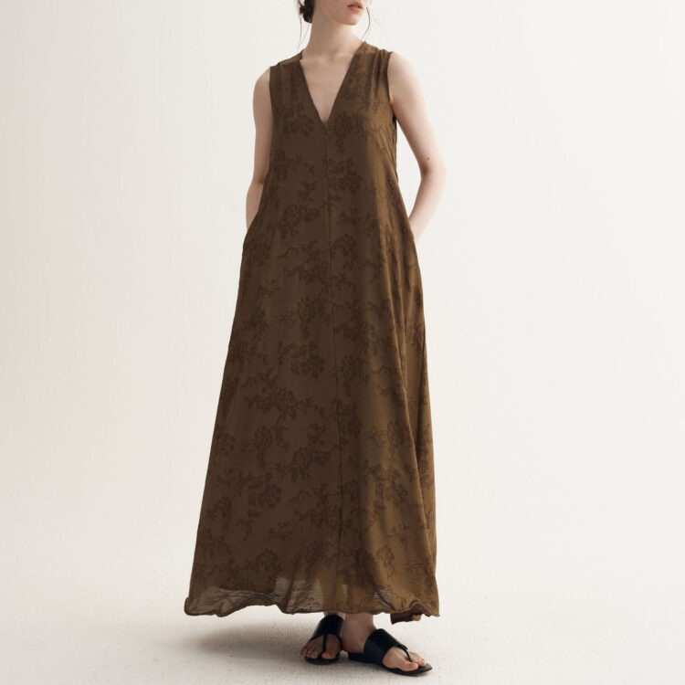 Summer Resort Style Simple V-neck Silk Linen Sleeveless Dress