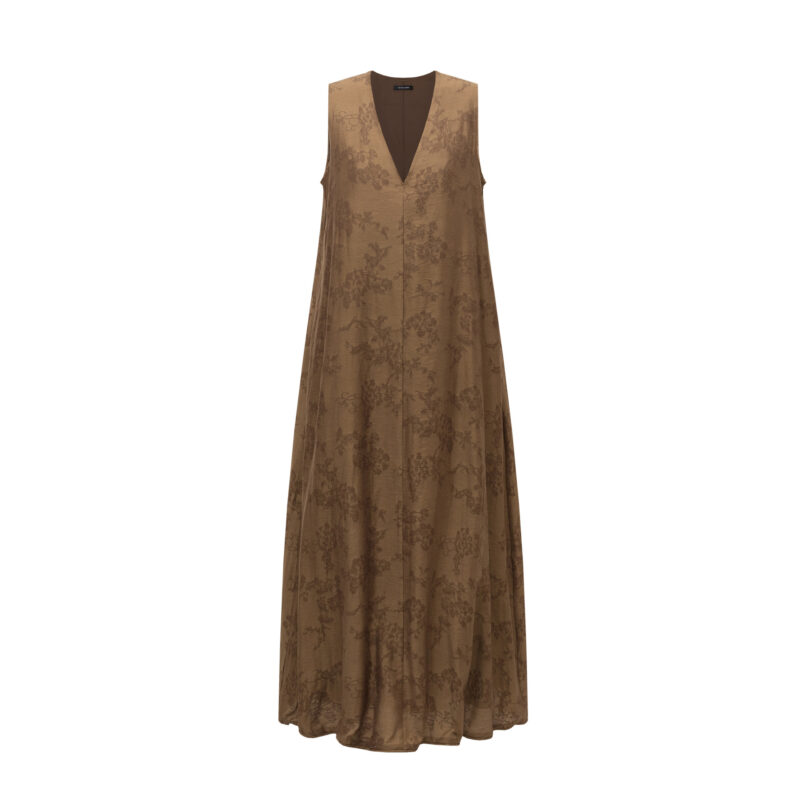 Summer Resort Style Simple V-neck Silk Linen Sleeveless Dress