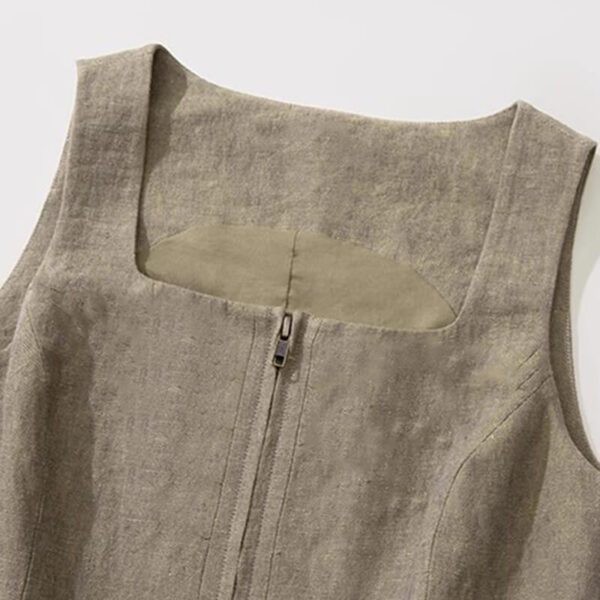 Summer Square Neck Sleeveless Zipper Short Vest 6