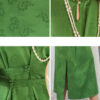 Summer Stand Collar Acetate Jacquard Green Dress