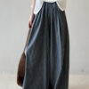 Summer Striped Straight High Waist Linen Wide Leg Pants