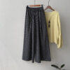 Summer Striped Straight High Waist Linen Wide Leg Pants