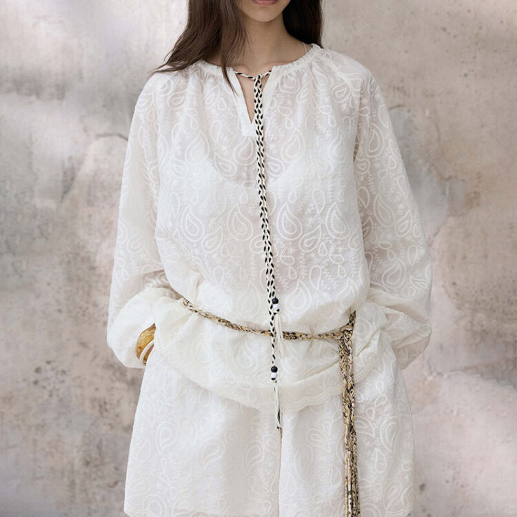 Summer Tencel Embroidered Resort-style Shirt