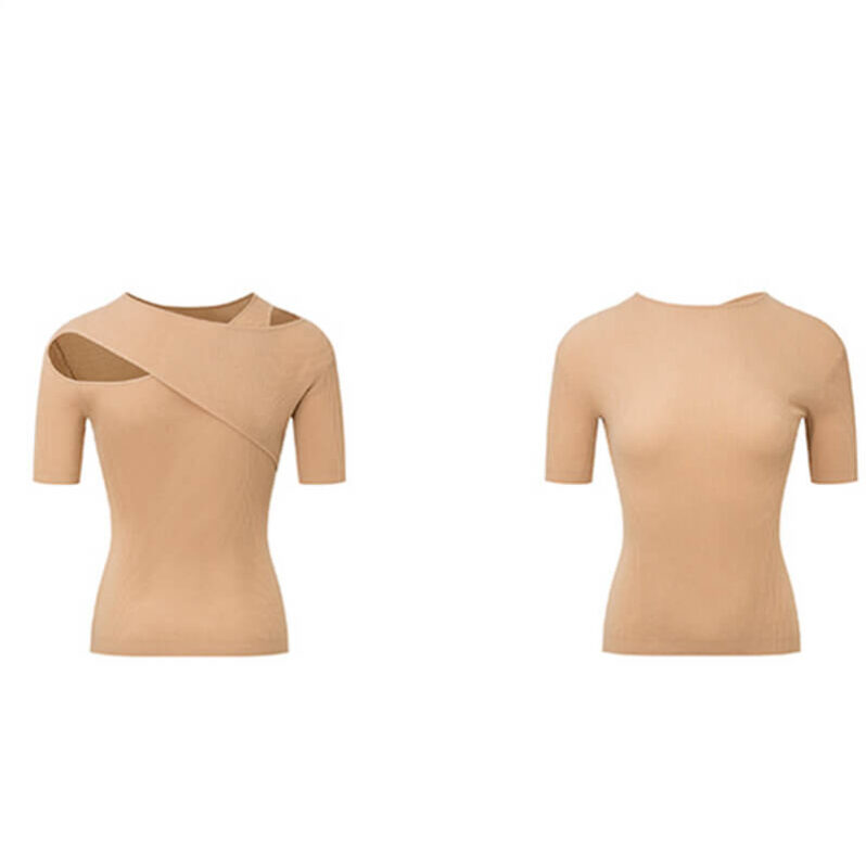 Summer Tencel Off-the-shoulder Short-sleeved Knitted T-shirt