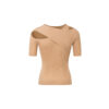 Summer Tencel Off-the-shoulder Short-sleeved Knitted T-shirt
