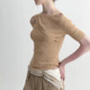Summer Tencel Off-the-shoulder Short-sleeved Knitted T-shirt