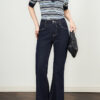 Summer Thin Dark Blue Bootcut Jeans 5