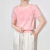 Summer Three-dimensional Petal Round-neck Short-sleeved Knitted Sweater