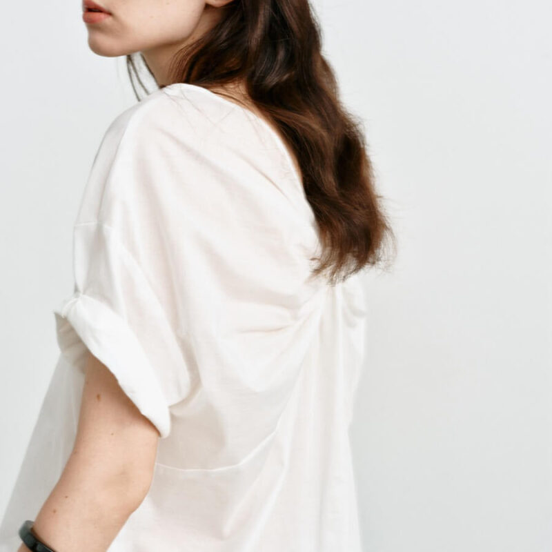 Summer V-neck Mid-length Reversible Cotton Short-sleeved Shirt