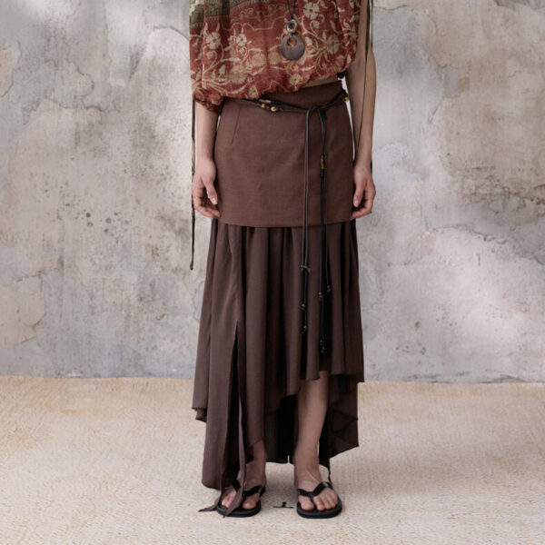 Summer Vintage Irregular Fake Two piece Half Skirt 2