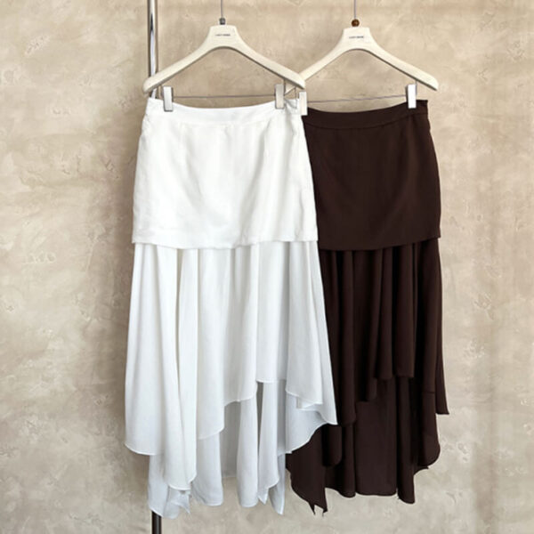 Summer Vintage Irregular Fake Two piece Half Skirt 3
