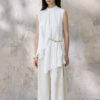 Summer Vintage Small Stand Collar Pleated Shirt