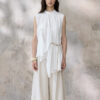 Summer Vintage Small Stand Collar Pleated Shirt