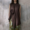 Summer Vintage Small Stand Collar Pleated Shirt