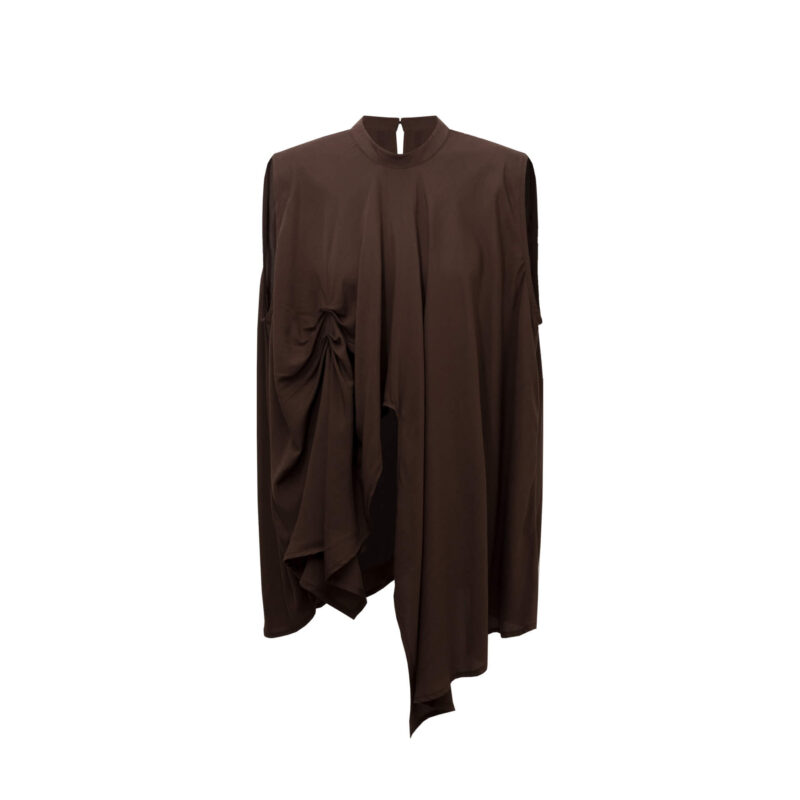Summer Vintage Small Stand Collar Pleated Shirt