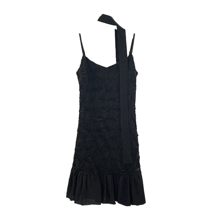 Summer Apricot French Sleeveless Tank Top Slim Tea Dress
