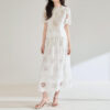 Summer White Heavy Hollow Embroidery Short Lace Top Skirt Two piece Set 1