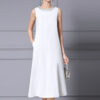 Summer White Holiday Style Studded Loose Vest Dress 3