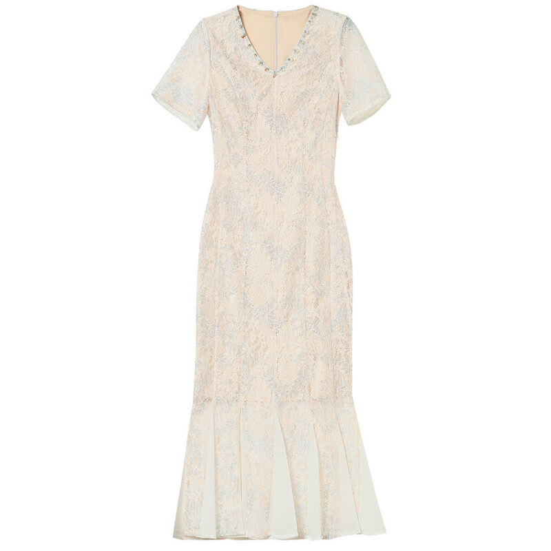 Summer White Lace Fishtail Dress 2