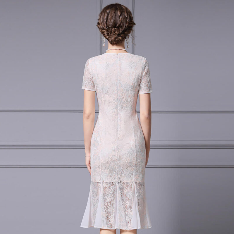 Summer White Lace Fishtail Dress 6