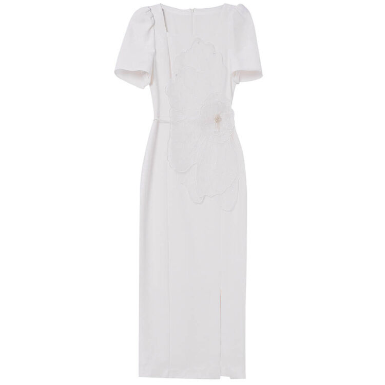 Summer White Organza 3D Flower Cocktail Dress