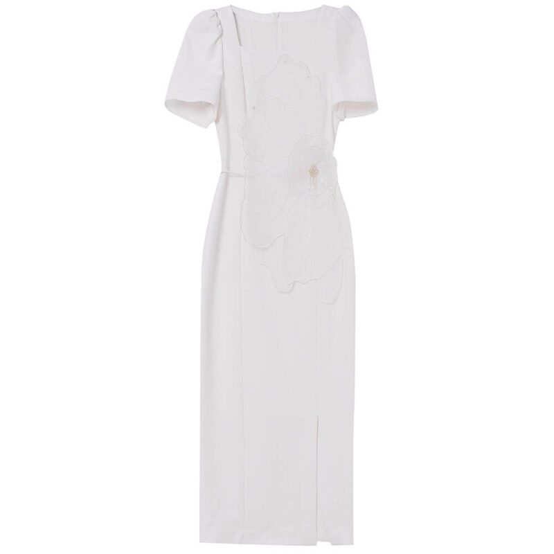 Summer White Organza 3D Flower Dress 1