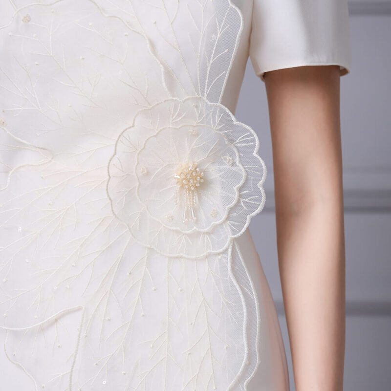 Summer White Organza 3D Flower Dress 2
