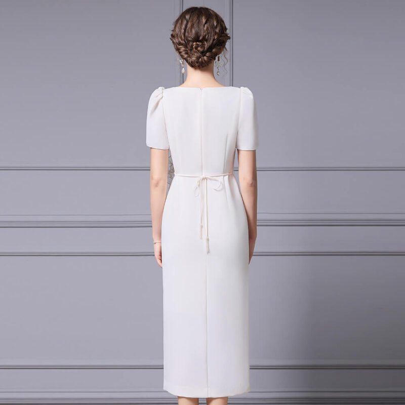 Summer White Organza 3D Flower Dress 3
