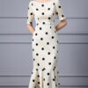 Summer White Polka Dot Slim Fishtail Evening Dress 4