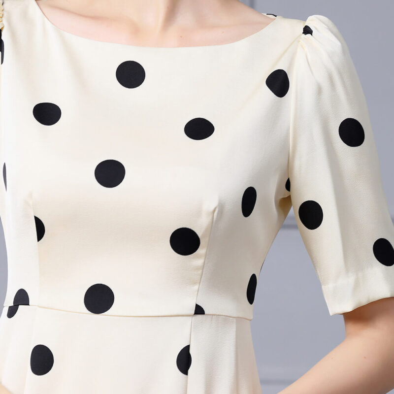 Summer White Polka Dot Slim Fishtail Evening Dress 6